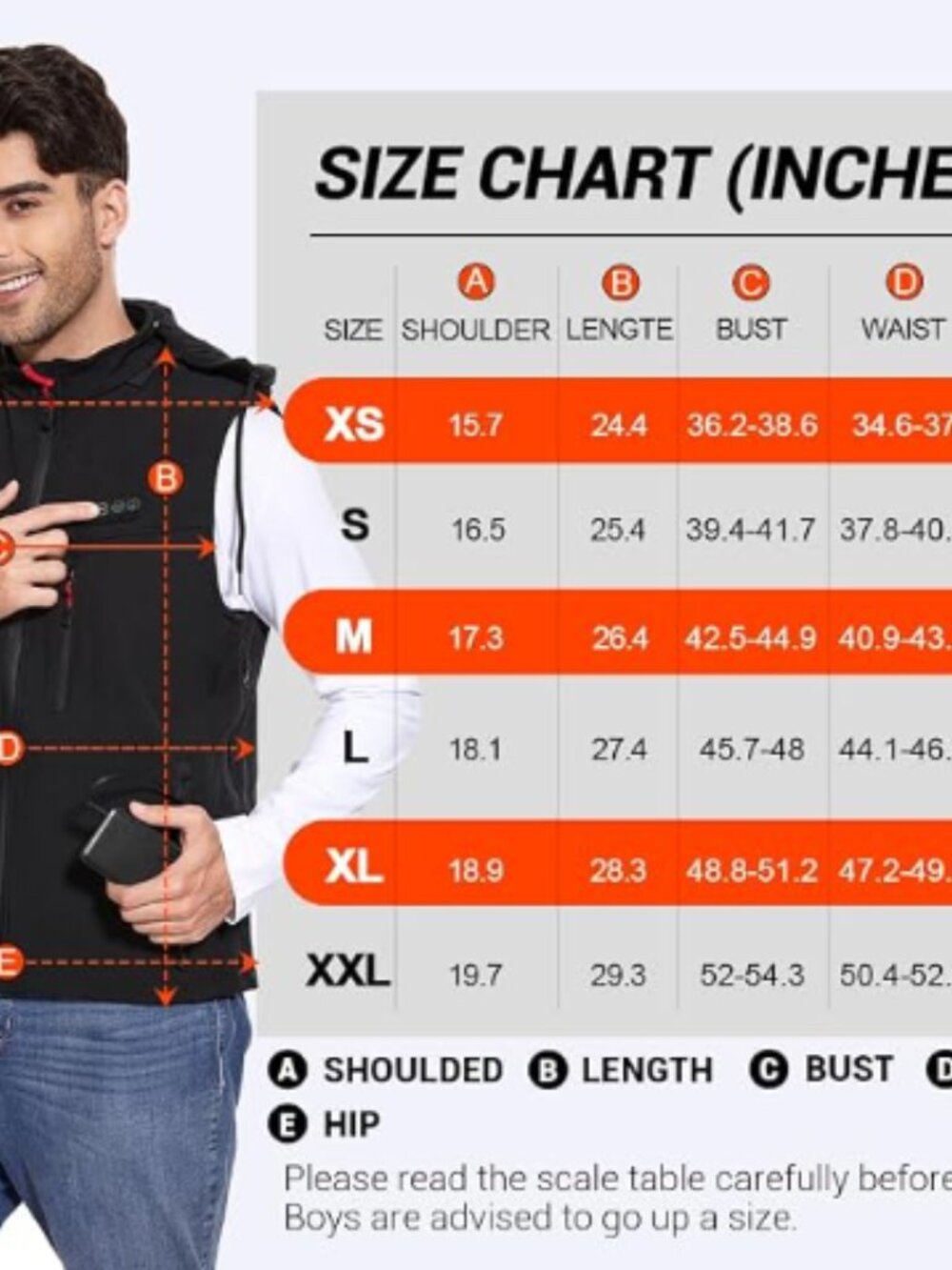 7.4V Fleece Heated Vest for Men with Heating Hood Heated Hoodie Extra Battery - Picture 5 of 11